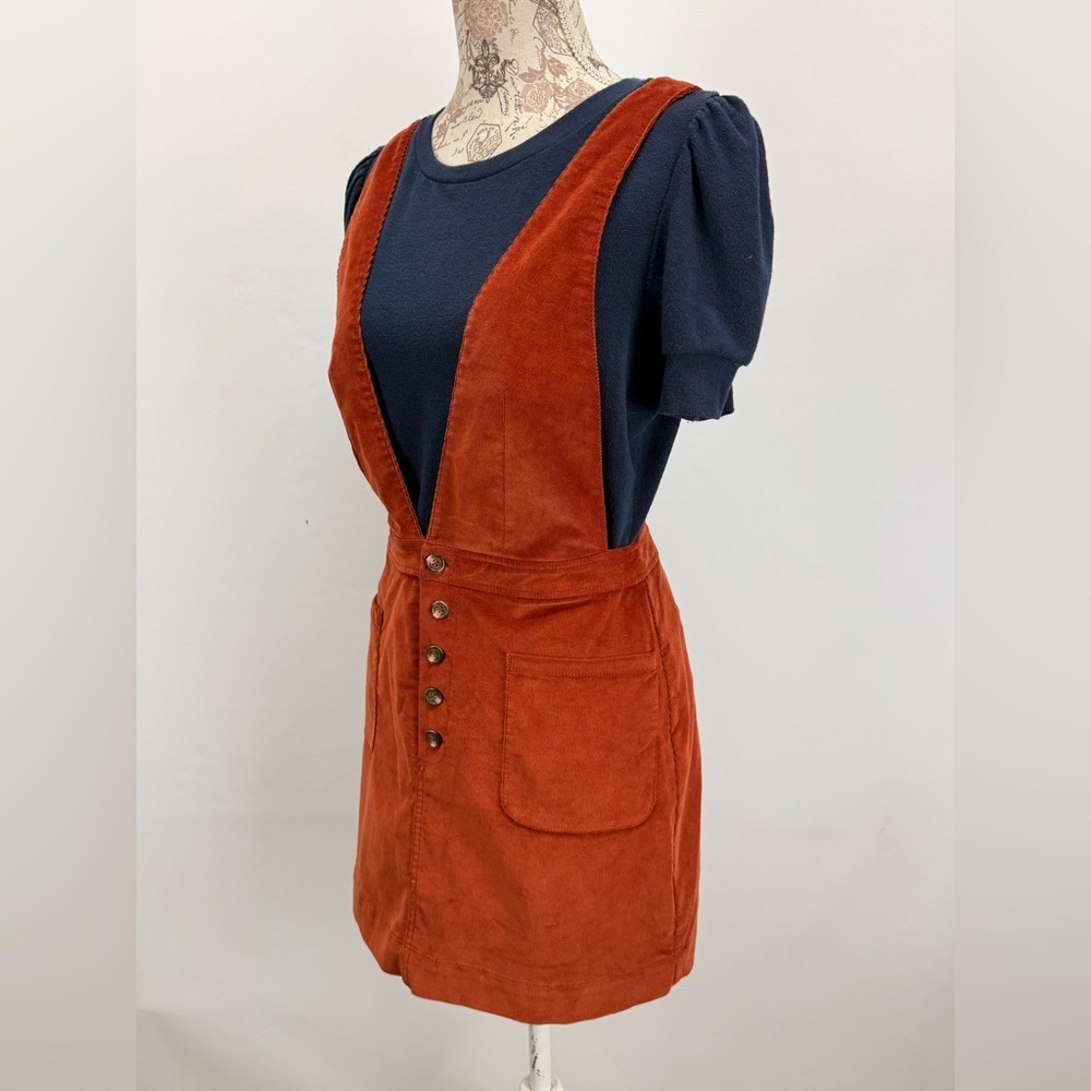 FREE PEOPLE Rust Brown corduroy Old School Love jumper Dress size 4 - Picture 5 of 14
